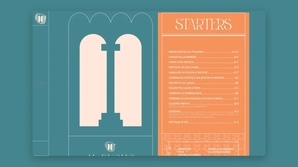 Menu del sito Bar al Duomo su desktop