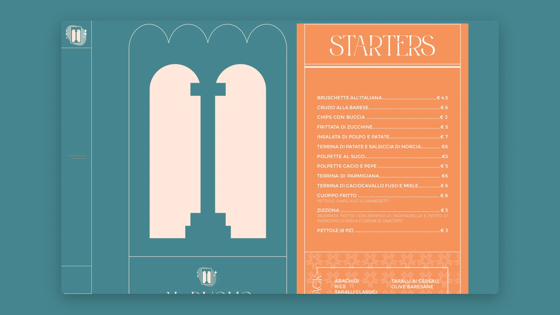 Menu del sito Bar al Duomo su desktop