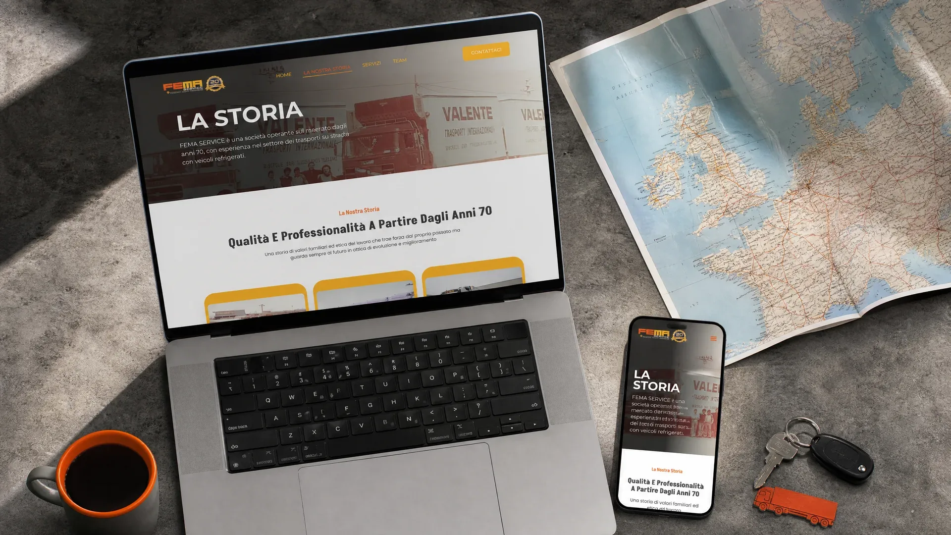 Fema Service: sito su laptop e smartphone