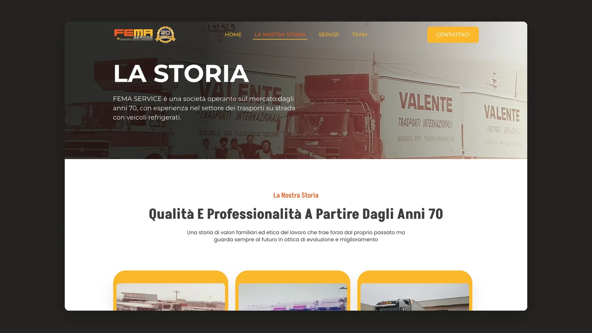Sezione La Storia del sito Fema Service