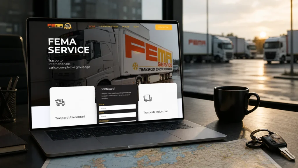 Home del sito Fema Service su laptop