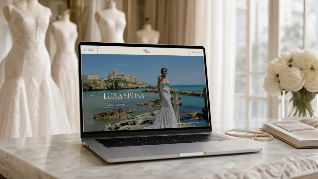 Homepage di Griffe Sposa su laptop