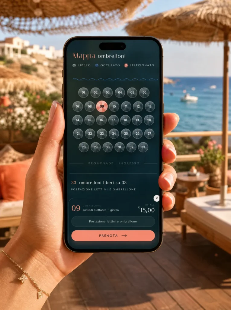 Plugin di prenotazione ombrelloni su smartphone