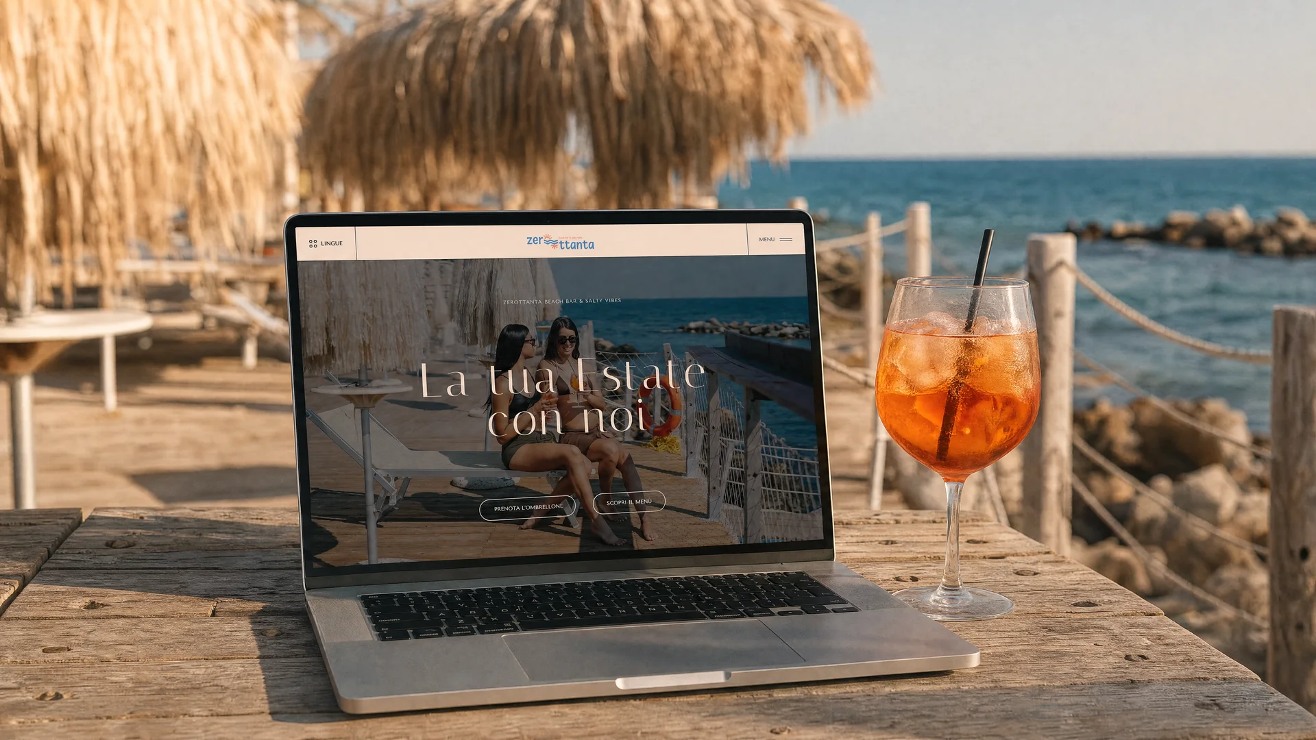 Home del sito su laptop