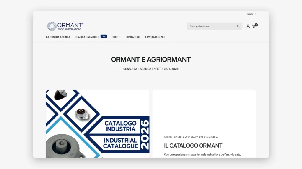 Pagina cataloghi dello shop Ormant